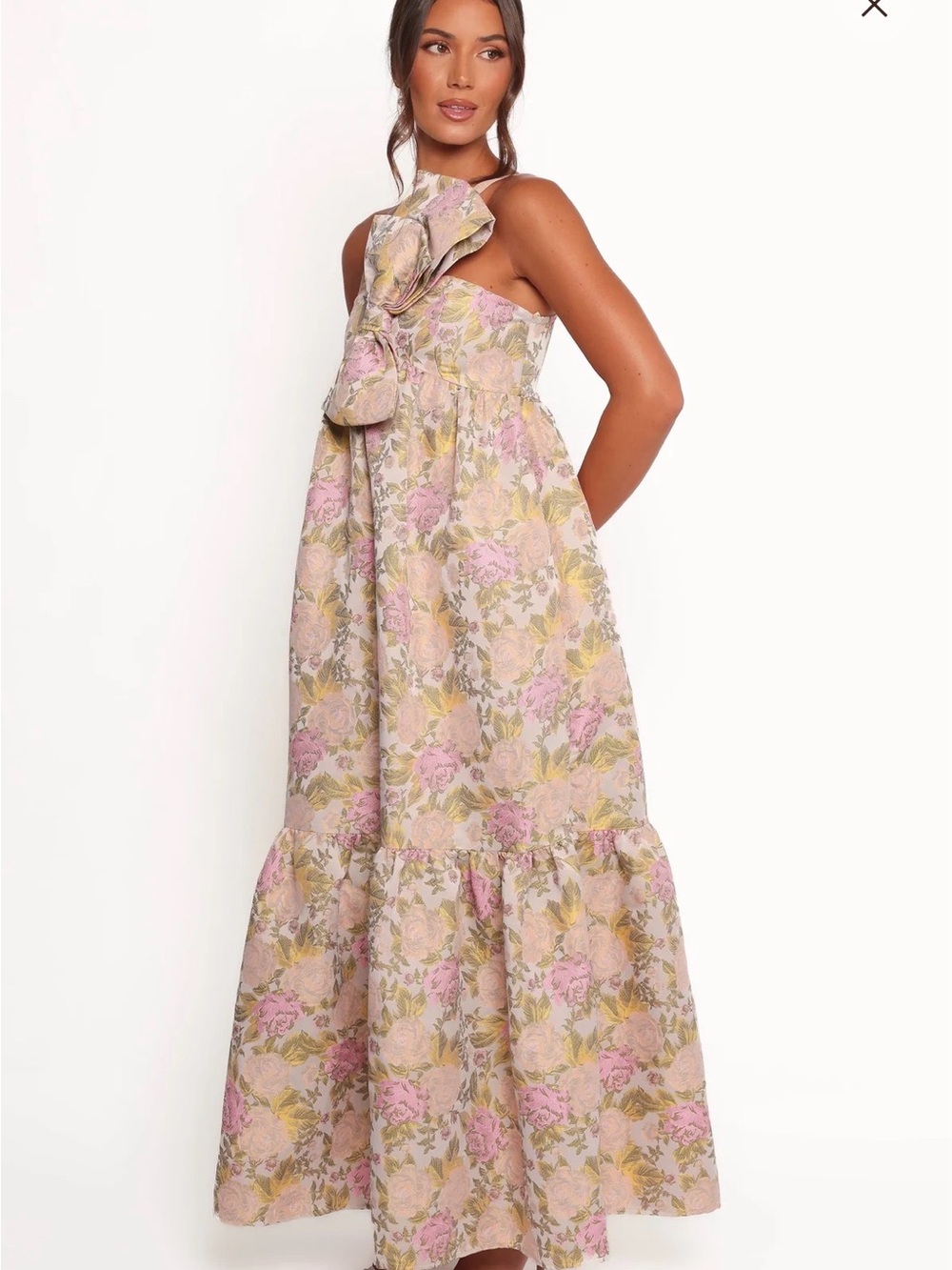 Petal & Pup Pink and Gold Floral Maxi Dress